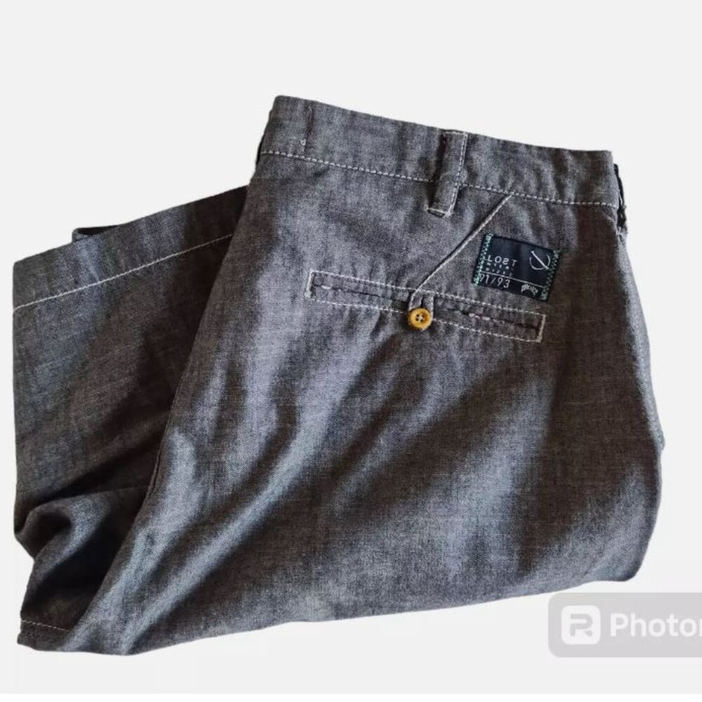 Lost Enterprise Chino Shorts Mens 31 White TRIM Gray Skater Grunge Urban Wear